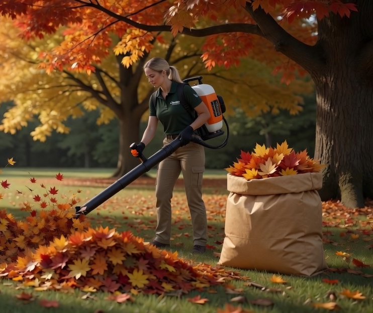 Soufflage et collecte de feuilles